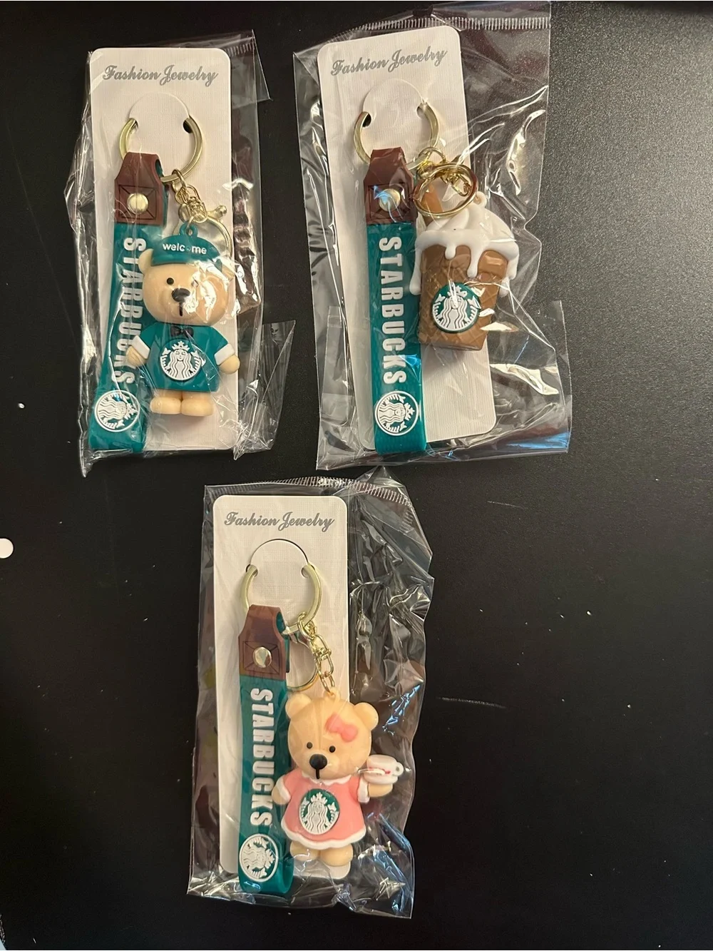 Set of 3 Starbucks Inspired Keychains